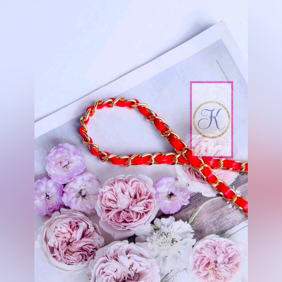 Crossbody Purse Strap 💕, Unbranded Chain Clutches, 💕 Gold & Red Vegan Leather - Picture 3 of 5